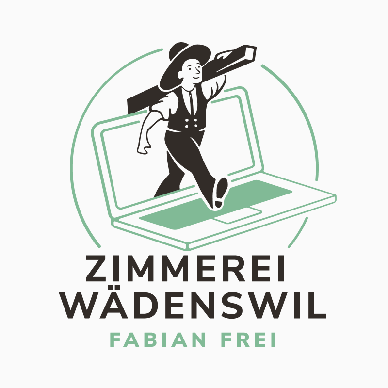 Logo Zimmerei Wädenswil, Zimmermann in Laptop
